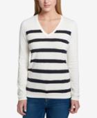Tommy Hilfiger Cotton Sequin-stripe Top, Created For Macy's