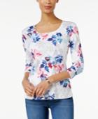 Karen Scott Leaf-print Top, Only At Macy's