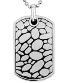 Men's Stainless Steel Necklace, Textured Dog Tag Pendant