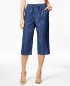 Karen Scott Drawstring-waist Denim Capri Pants, Only At Macy's