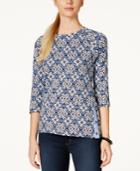 Charter Club Side-button Top, Scroll Print