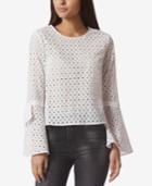 Avec Les Filles Cotton Eyelet Trumpet-sleeve Blouse