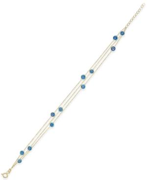 Evil-eye Triple Chain Bracelet In 14k Gold