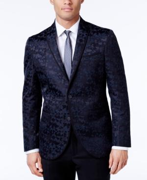 Kenneth Cole Reaction Men's Slim-fit Blue And Camouflage Dinner Jacket