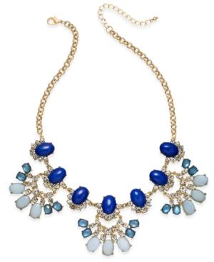 Inc International Concepts Gold-tone Blue Stone Statement Necklace, Created For Macy's