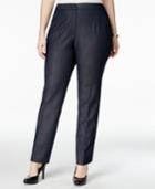 Tahari Asl Plus Size Straight-leg Denim Trousers