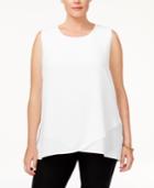 Kasper Plus Size Layered-hem Top