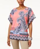 Jm Collection Printed Flutter-sleeve Tunic, Created For Macy's