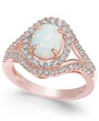 Lab-created Opal (1 Ct. T.w.) And White Sapphire (3/4 Ct. T.w.) In 14k Rose Gold-plated Sterling Silver