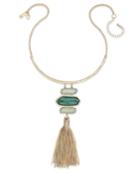 Inc International Concepts Gold-tone Green Stone Fringe Collar Necklace, Only At Macy's