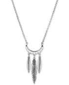 Lucky Brand Silver-tone Triple Feather Crescent Pendant Necklace
