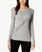 Maison Jules Asymmetrical Ruffle Knit Top, Created For Macy's