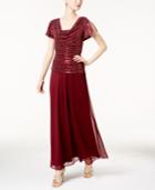 R & M Richards Draped & Ruched Sparkle Gown