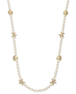 Charter Club Gold-tone Imitation Pearl Sea Motif Long Necklace, Created For Macy's