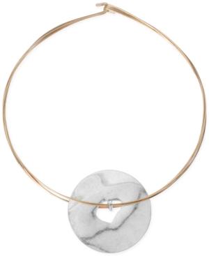 Robert Lee Morris Soho Two-tone Sculptural Circle Pendant Wire Necklace