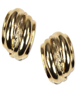 Anne Klein Earrings, Gold-tone Button Clip On Earrings