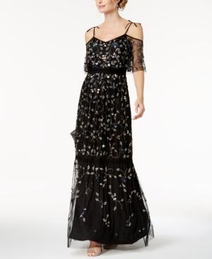 Adrianna Papell Cold-shoulder Floral Blouson Gown, Regular & Petite