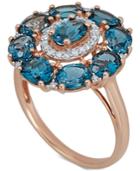 London Blue Topaz (4-5/8 Ct. T.w.) & Diamond (1/8 Ct. T.w.) Ring In 14k Rose Gold