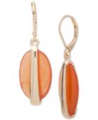 Anne Klein Gold-tone Orange Stone Drop Earrings