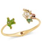Kate Spade New York Gold-tone Multi-stone Frog & Flower Hinged Cuff Bracelet