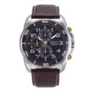 Men's Esq0211 Stainless Steel Chronograph Watch, Brown Dial, Leather Strap