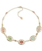 Carolee Gold-tone Stone Station Collar Necklace