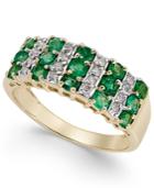 Emerald (1-1/5 Ct. T.w.) And Diamond (1/5 Ct. T.w.) Statement Ring In 14k White Gold