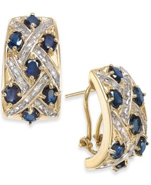 Sapphire (4-1/5 Ct. T.w.) And Diamond (3/8 Ct. T.w.) Earrings In 14k Gold