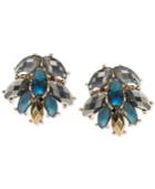 Lonna & Lilly Gold-tone Blue Stone Cluster Stud Earrings