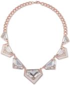 Guess Rose Gold-tone Large Crystal And Python-look Collar Necklace, 18 + 2 Extender