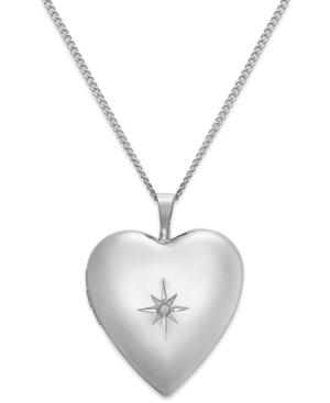 Diamond Accent Starburst Heart Locket Necklace In Sterling Silver