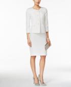 Le Suit Textured Collarless Skirt Suit