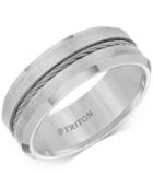 Men's Cable Detail Comfort Fit Band In Tungsten Carbide