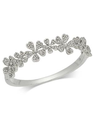 Charter Club Silver-tone Crystal Flower Bangle Bracelet, Created For Macy's