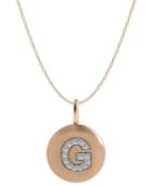14k Rose Gold Necklace, Diamond Accent Letter G Disk Pendant