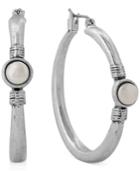 Lucky Brand Silver-tone Imitation Pearl Hoop Earrings