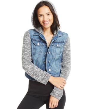 Jessica Simpson Pixie Contrast Denim Hoodie Jacket