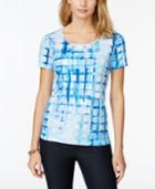 Karen Scott Petite Water Plaid T-shirt, Only At Macy's