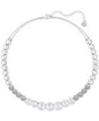 Swarovski Silver-tone Crystal & Pave Sphere Collar Necklace