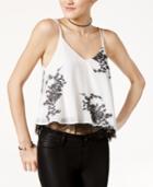 Lily Black Juniors' Embroidered Lace-trim Crop Top, Only At Macy's