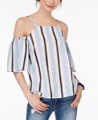 Almost Famous Juniors' Striped Cold-shoulder Top