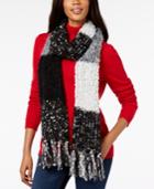 I.n.c. Mixed Yarns Colorblocked Fringe Scarf, Created For Macy's