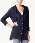 Style & Co. Petite Hooded Button-front Jacket, Only At Macy's