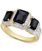 Sapphire (2-9/10 Ct. T.w.) & Diamond Accent Three-stone Ring In 18k Gold-plated Sterling Silver (also In Rhodolite Garnet)