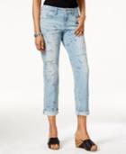 Style & Co Printed Miami Bloom Blue Wash Boyfriend Jeans, Only At Macy's