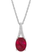Lab-created Ruby (3-5/8 Ct. T.w.) And White Sapphire Accent Pendant Necklace In Sterling Silver
