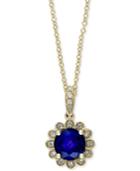 Royal Bleu By Effy Sapphire (1 Ct. T.w.) And Diamond Accent Floral Pendant Necklace In 14k Gold