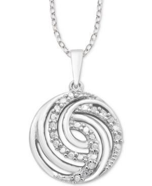 Diamond Swirl 18 Pendant Necklace (1/10 Ct. T.w.) In Sterling Silver
