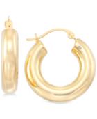 Signature Gold Diamond Accent Huggie Hoop Earrings In 14k Gold Over Resin, Created For Macy's