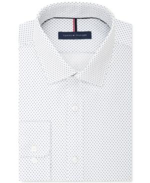Tommy Hilfiger Men's Slim-fit White Print Dress Shirt